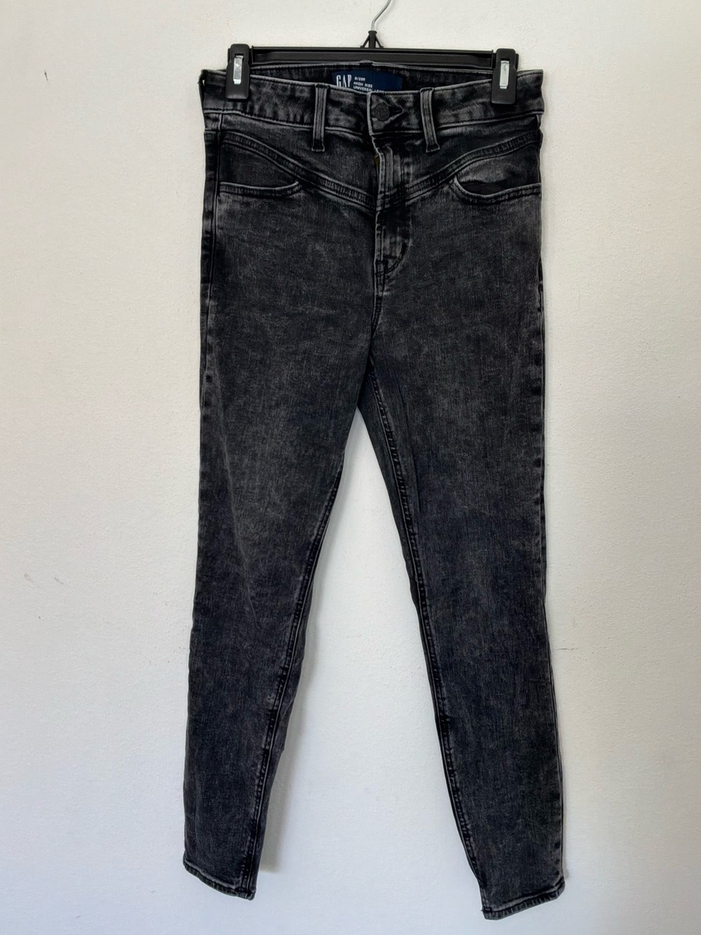 GAP High Rise Universal Legging Jeans Black Acid Wash Size 6/28R